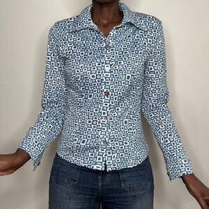 VINTAGE | CLOCKHOUSE Mod Retro Print Button up Shirt Size Large